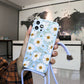 seraCase Floral iPhone Case with Lanyard for iPhone 13 Pro / Blue Flower