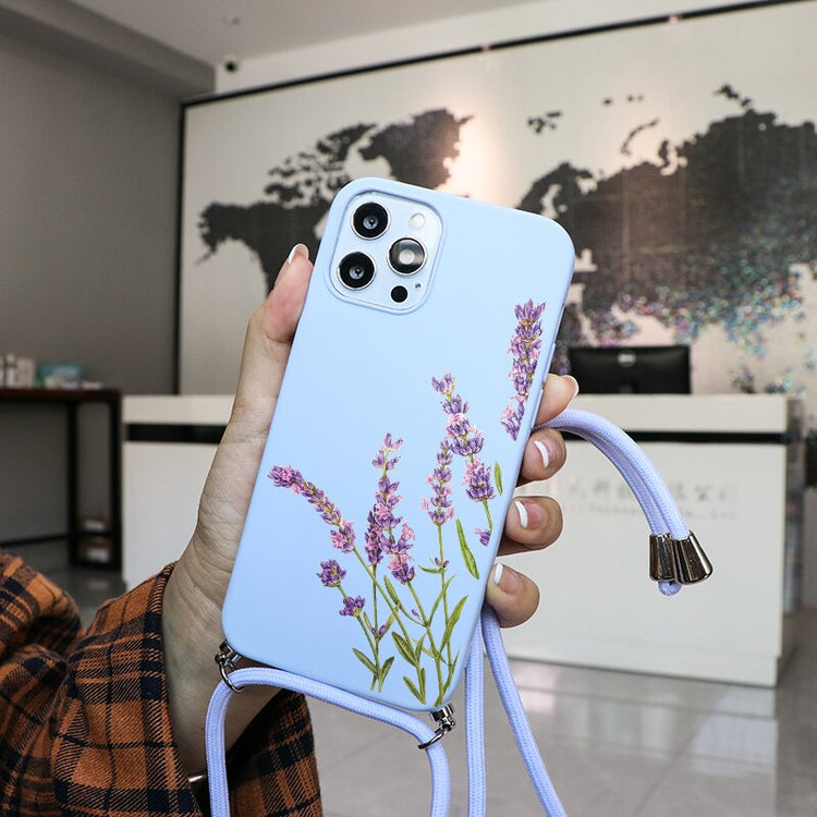 seraCase Floral iPhone Case with Lanyard for iPhone 13 Pro / Blue