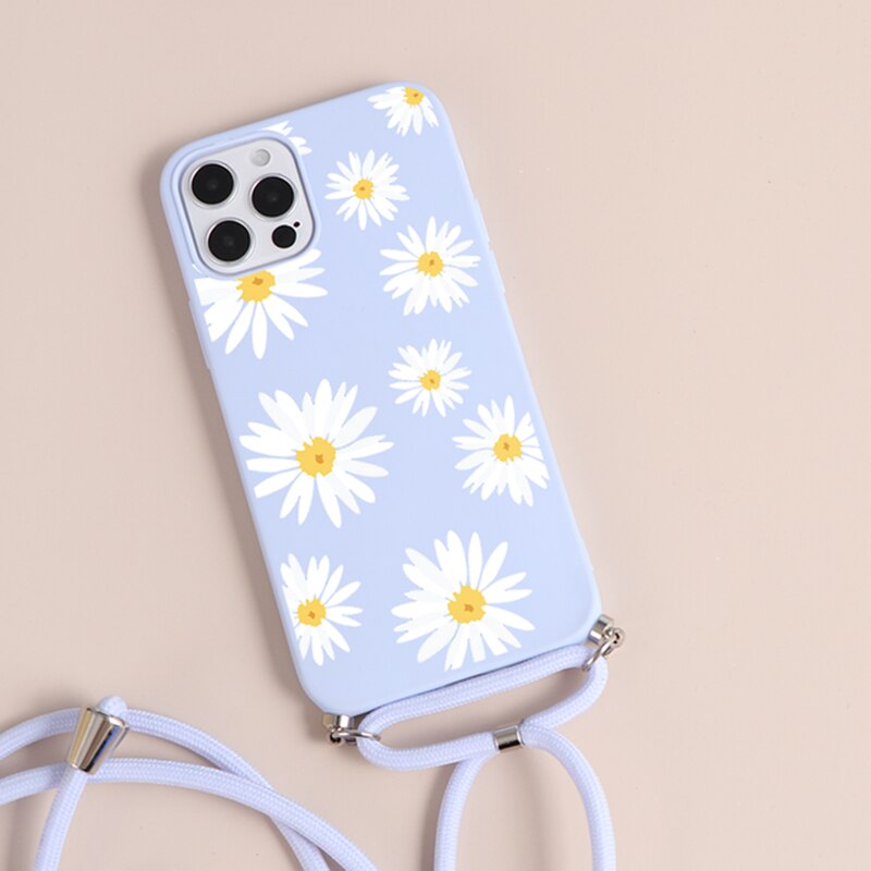 seraCase Cute Butterfly Lanyard iPhone Case for iPhone 13 Pro Max / White Flower