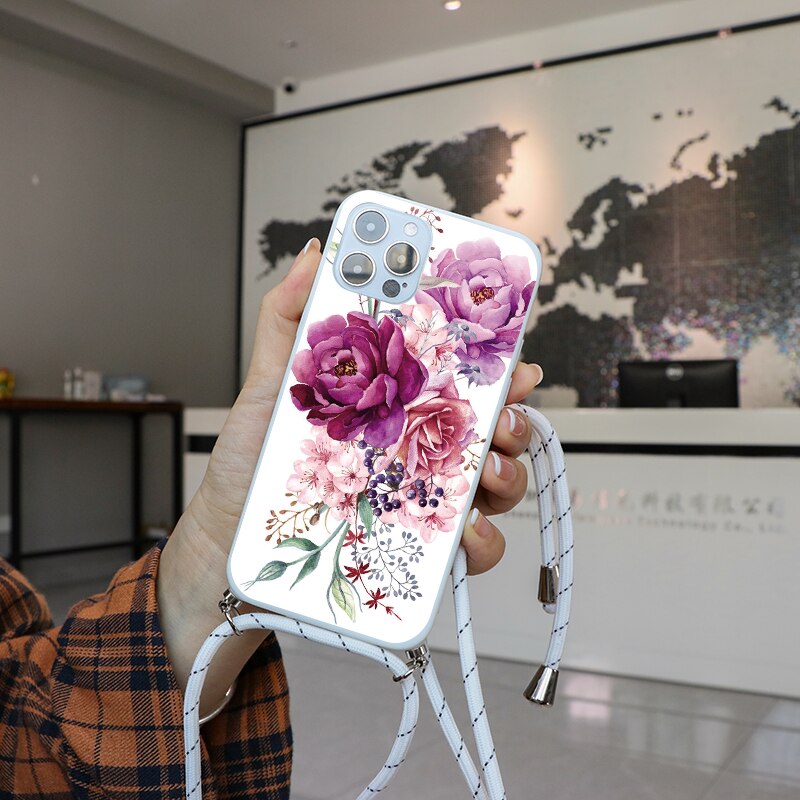 seraCase Floral iPhone Case with Lanyard for