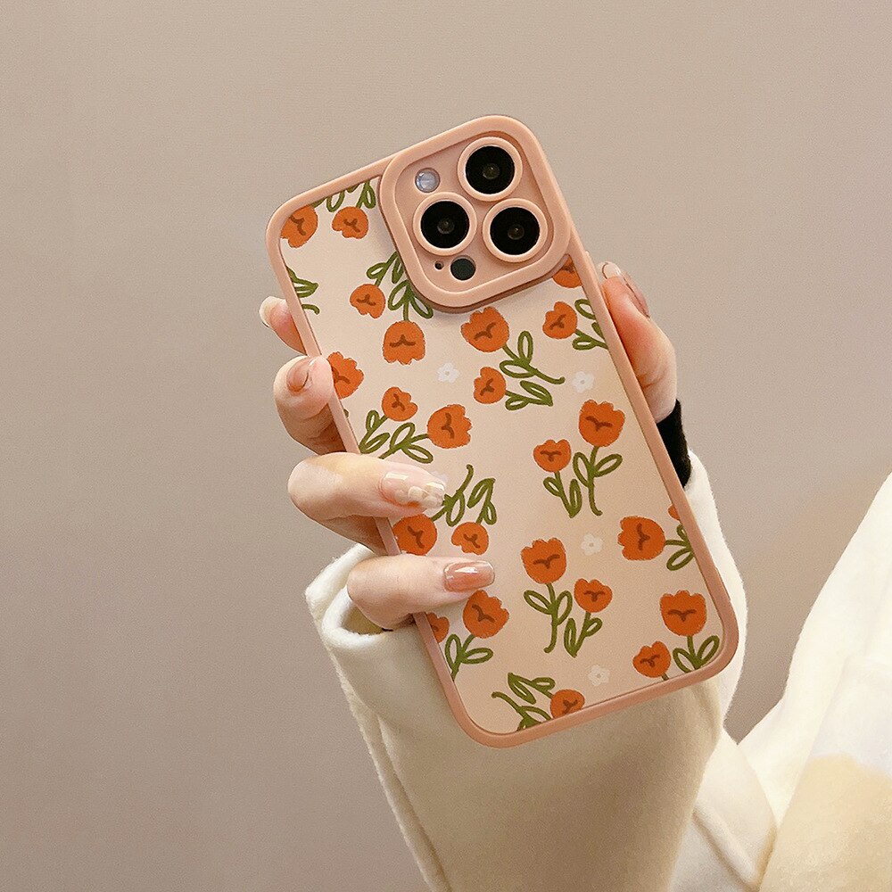 seraCase Cute Orange Flower Shockproof iPhone Case for iPhone 13 Pro Max / Small Flower