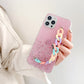 seraCase Glamorous Glittery iPhone Case with Rainbow Wrist Chain for iPhone 13 Pro Max / Pink