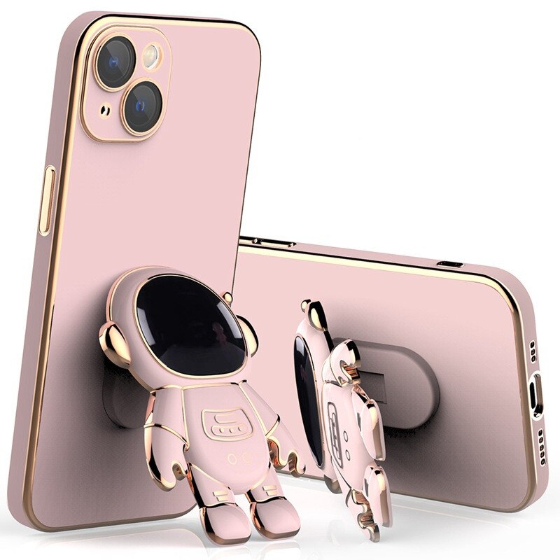 seraCase Electroplated Astronaut Stand iPhone Case for iPhone 14 Pro Max / Pink