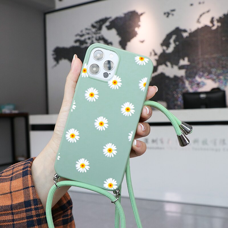seraCase Floral iPhone Case with Lanyard for iPhone 13 Pro / Green