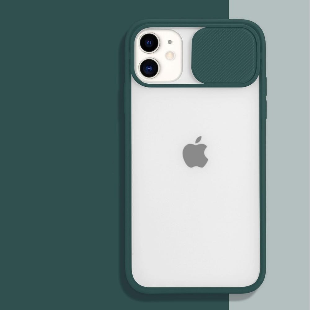 seraCase Transparent iPhone Case with Camera Shutter for iPhone 13 Pro Max / Dark Green