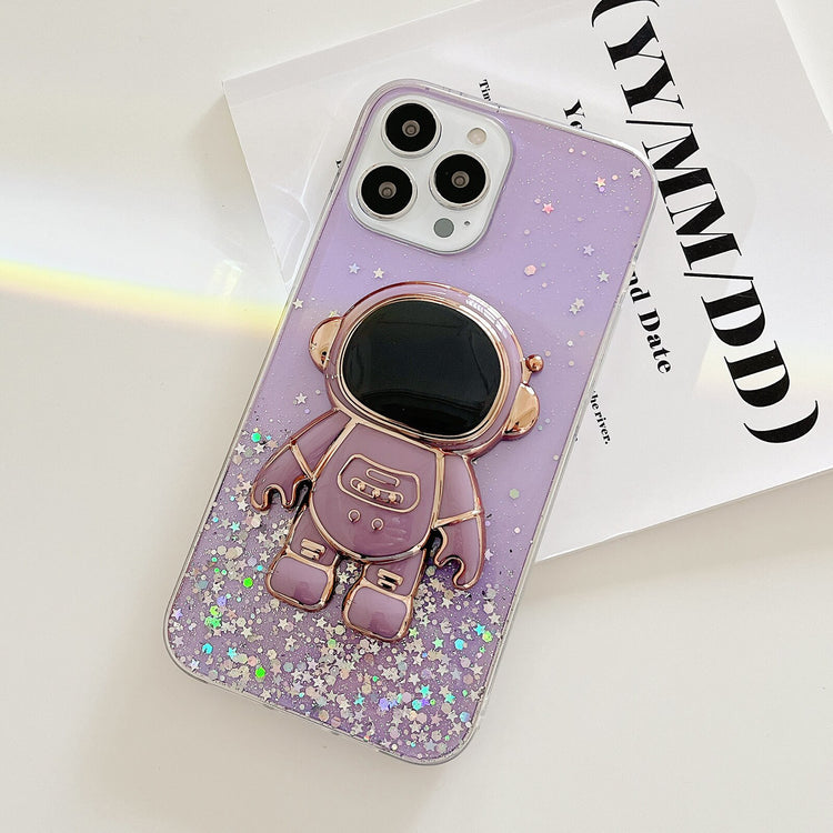 seraCase Glittery Astronaut Stand Holder iPhone Case for iPhone 14 Pro Max / Purple