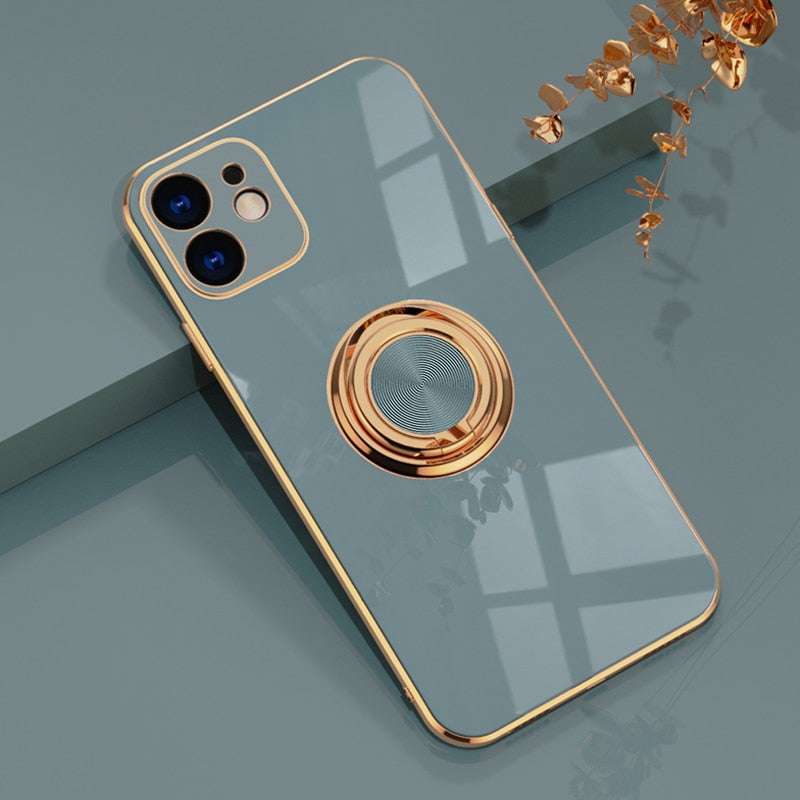 seraCase Cute Metal Ring Holder iPhone Case for iPhone 14 Pro Max / Gray
