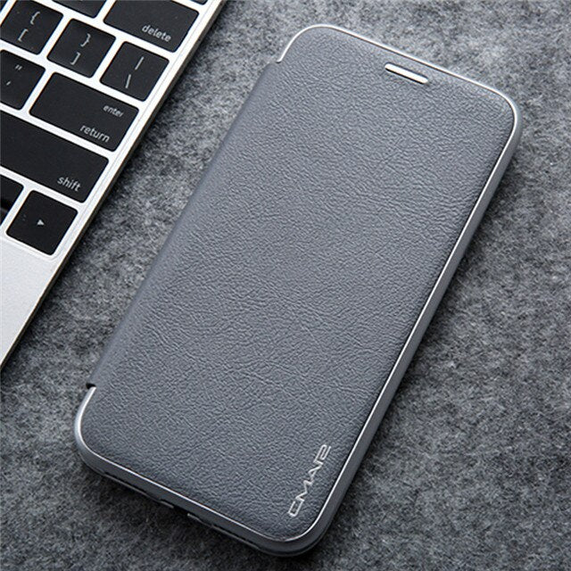 seraCase Premium Leather Electroplated Flip iPhone Case for iPhone 13 Pro Max / Grey